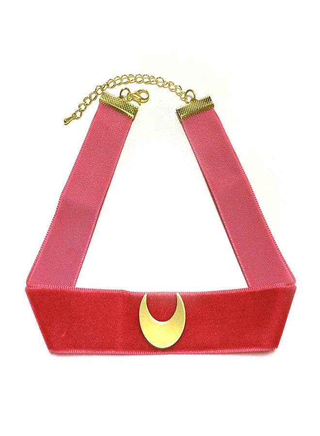 3GARDEN Cosplay Choker Red Velvet with Moon Necklace - Image 1